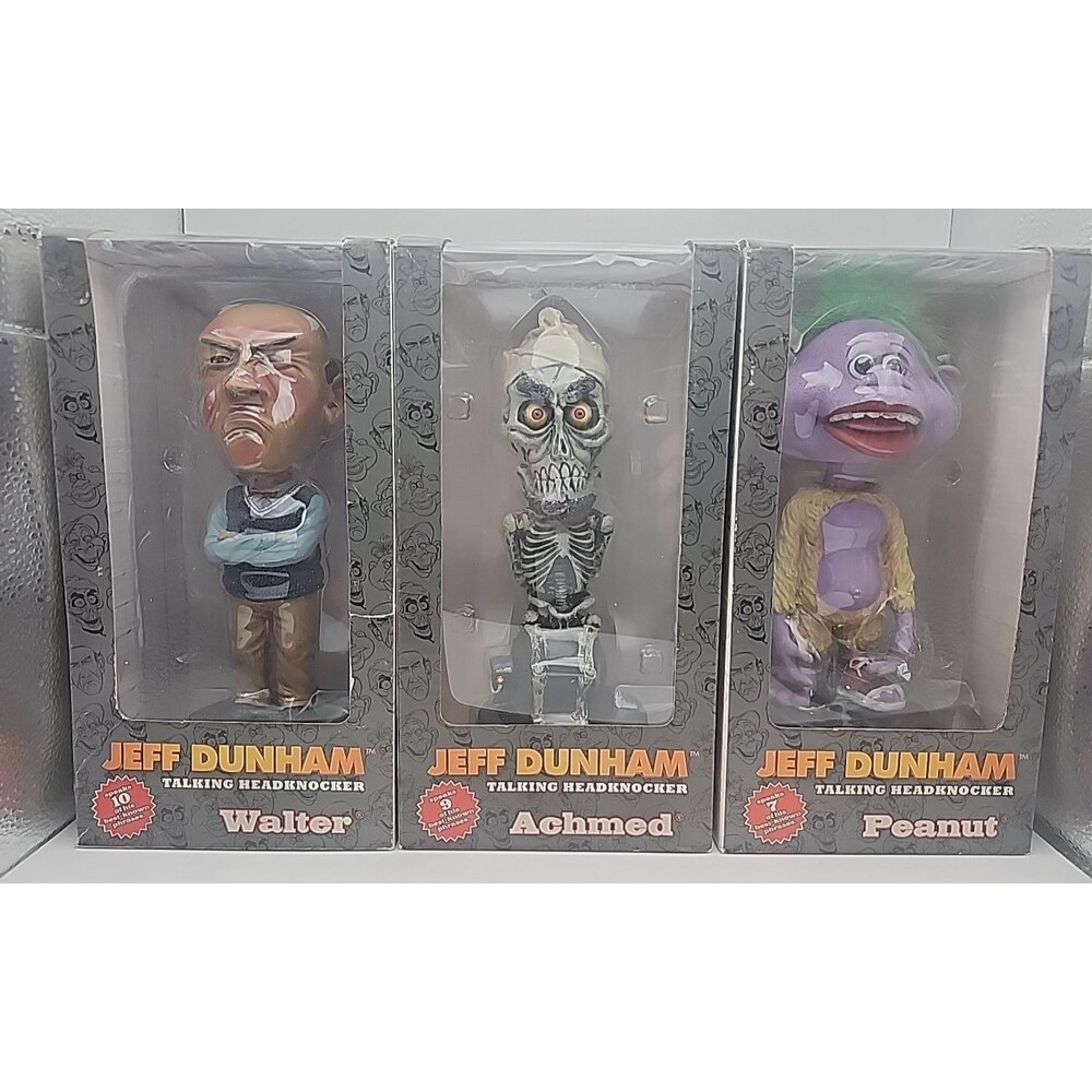 Lot of 3 NEW Jeff Dunham Headknocker Talking / Walter & Achmed & Peanut / NECA